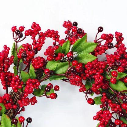 Guirlanda de Natal Folha Cipreste Red Berry Grinalda Pinho Artesanal Merry Christmas