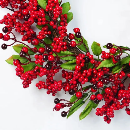 Guirlanda de Natal Folha Cipreste Red Berry Grinalda Pinho Artesanal Merry Christmas