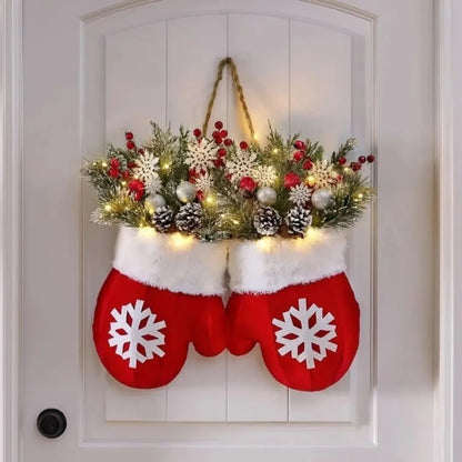 Guirlanda de Natal Luvas de Papai Noel Flocos de Neve Decoração Natalina