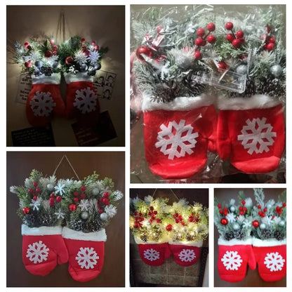 Guirlanda de Natal Luvas de Papai Noel Flocos de Neve Decoração Natalina