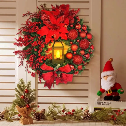 Guirlanda de Porta com Lanterna Luz Led Feliz Natal