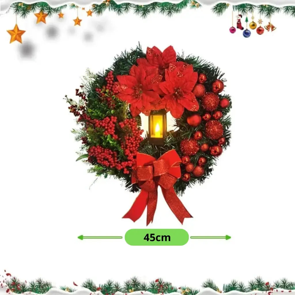 Guirlanda de Porta com Lanterna Luz Led Feliz Natal