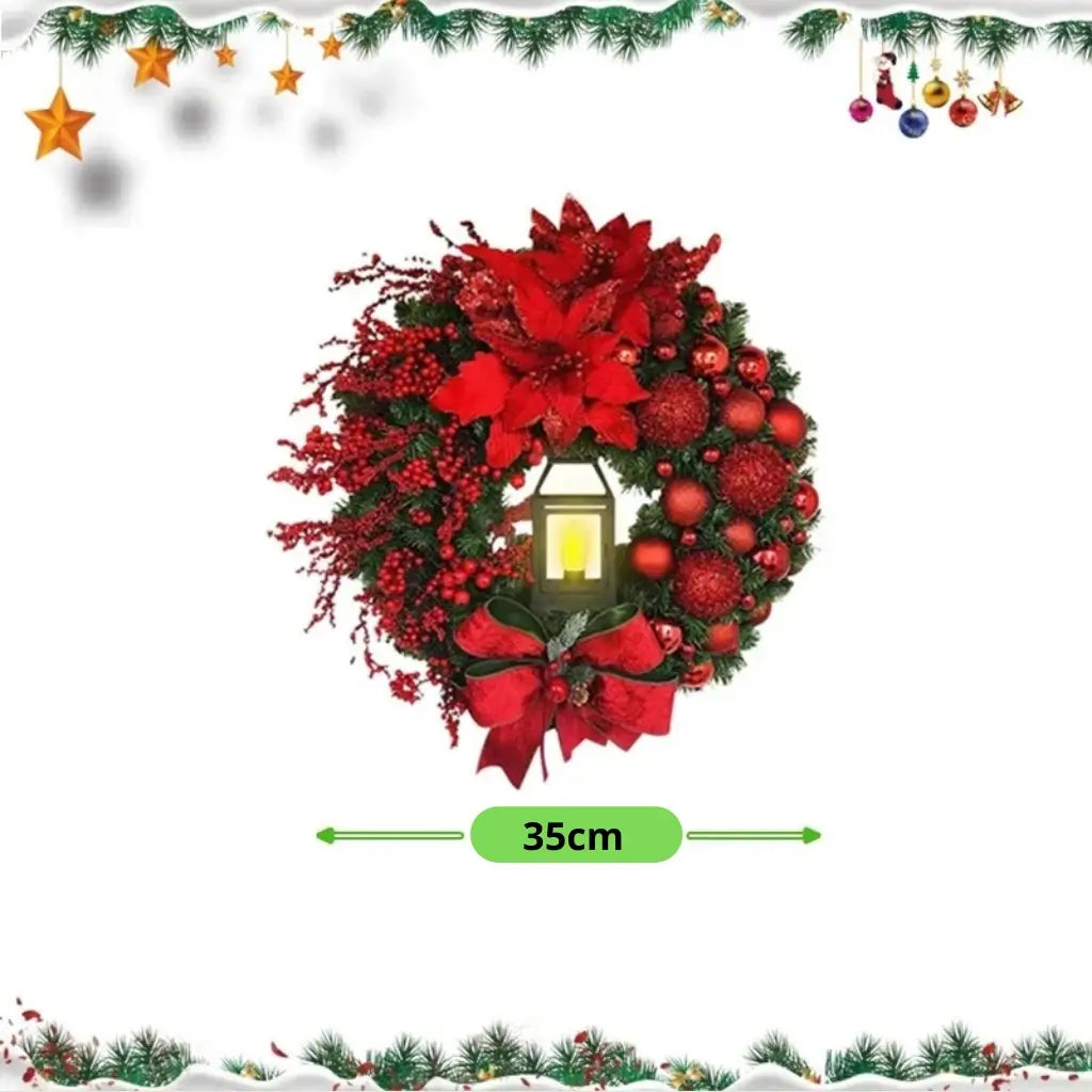 Guirlanda de Porta com Lanterna Luz Led Feliz Natal