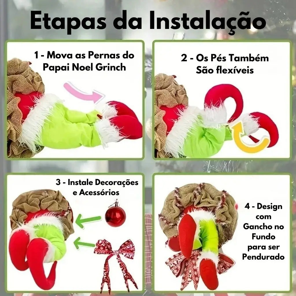 Guirlanda de Porta Grinch Papai Noel Decoração Natal Christmas