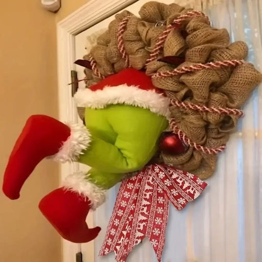 Guirlanda de Porta Grinch Papai Noel Decoração Natal Christmas