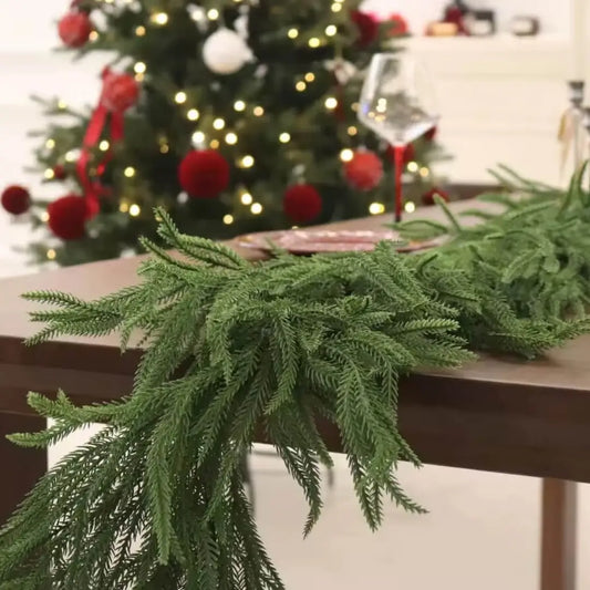 Guirlanda de Natal Pinheiro Norfolk Videira Verdejante Para Decoração