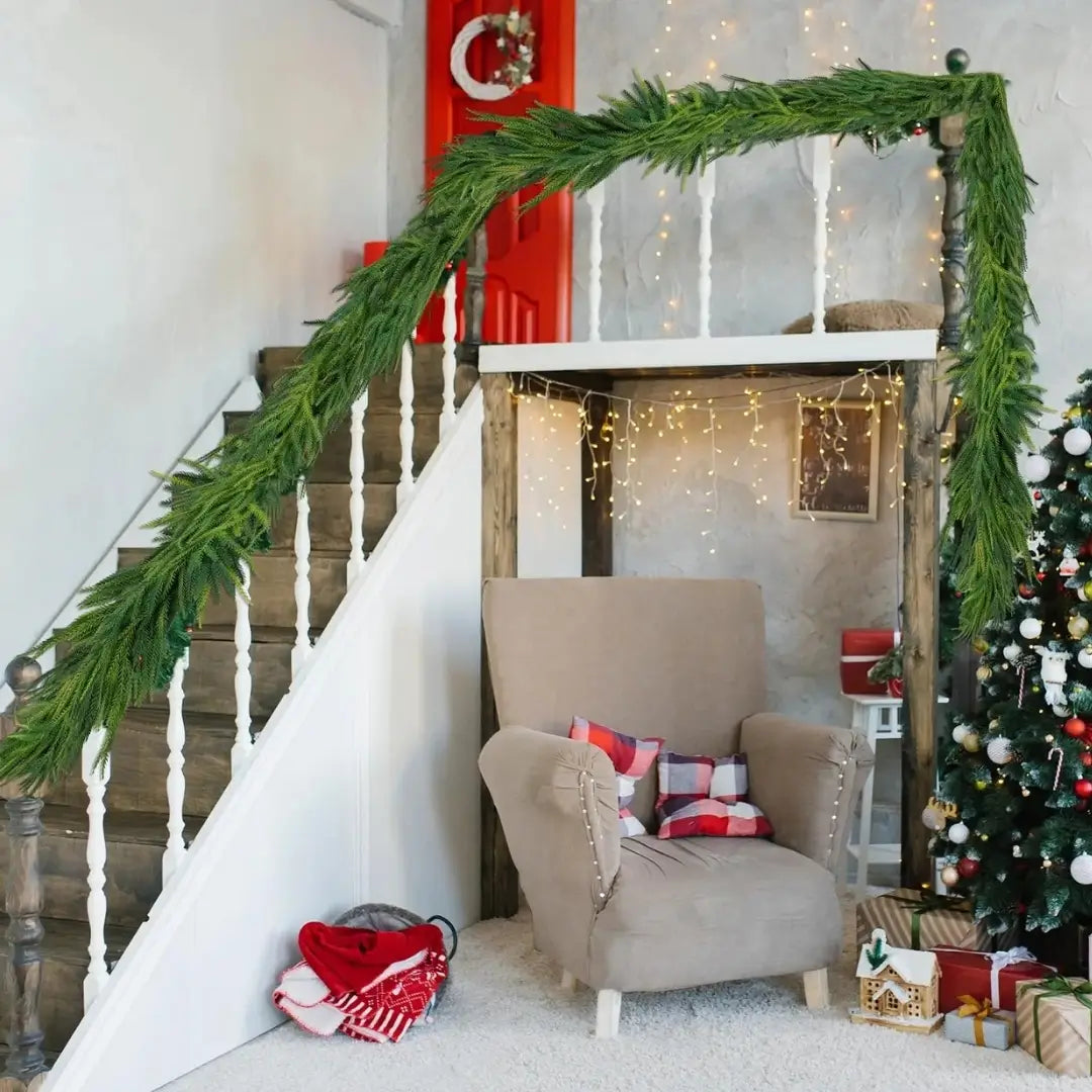 Guirlanda de Natal Pinheiro Norfolk Videira Verdejante Para Decoração