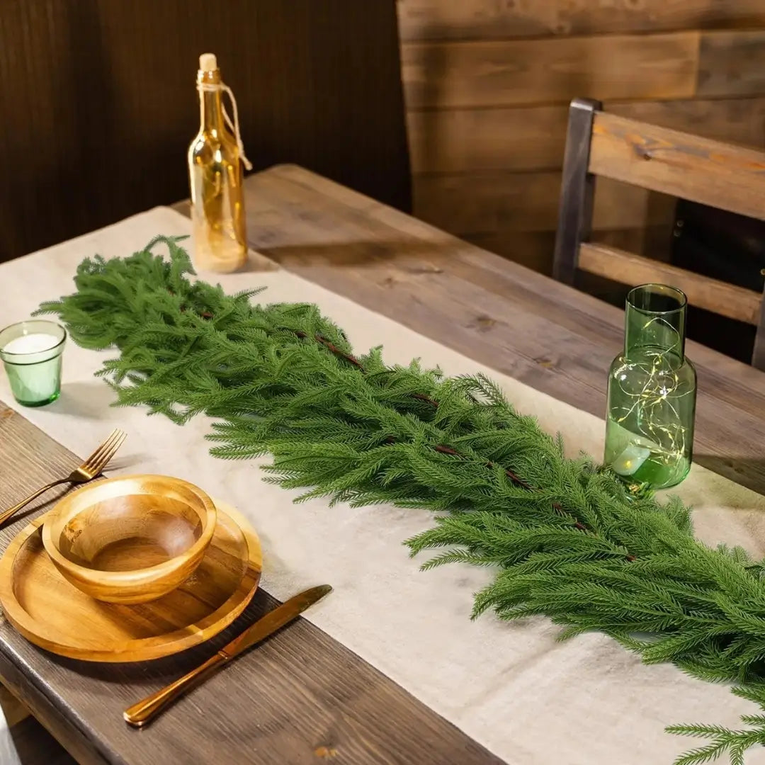 Guirlanda de Natal Pinheiro Norfolk Videira Verdejante Para Decoração