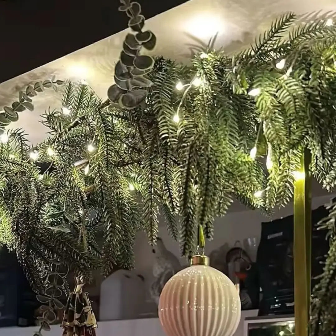 Guirlanda de Natal Pinheiro Norfolk Videira Verdejante Para Decoração