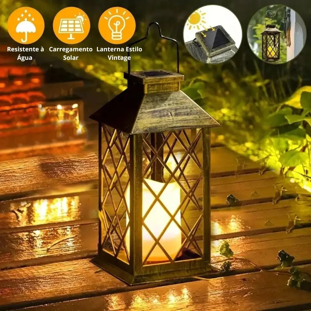 Lanterna Decorativa Led Solar Iluminação Decoração Jardim