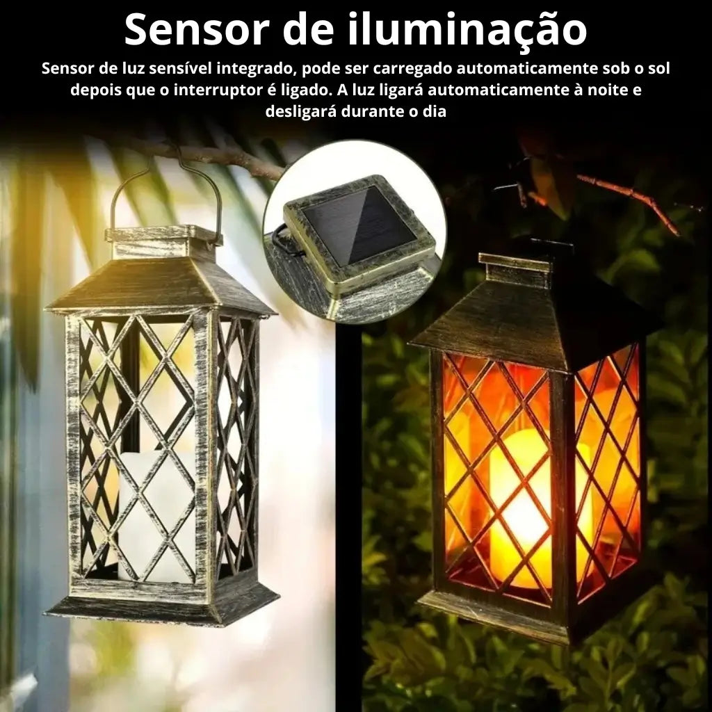 Lanterna Decorativa Led Solar Iluminação Decoração Jardim
