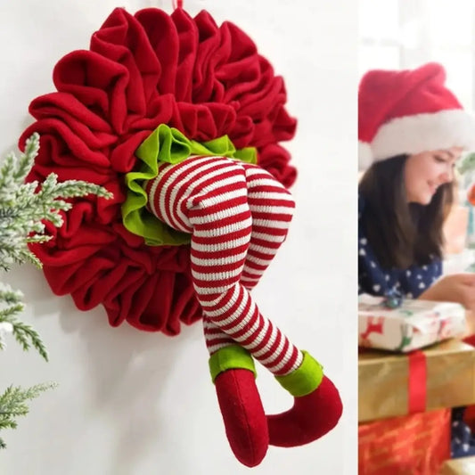 Mamãe Noel Perna Grinch Natal Guirlanda de Porta Decorada