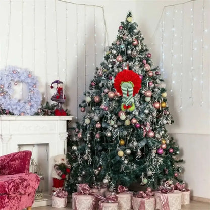 Mamãe Noel Perna Grinch Natal Guirlanda de Porta Decorada