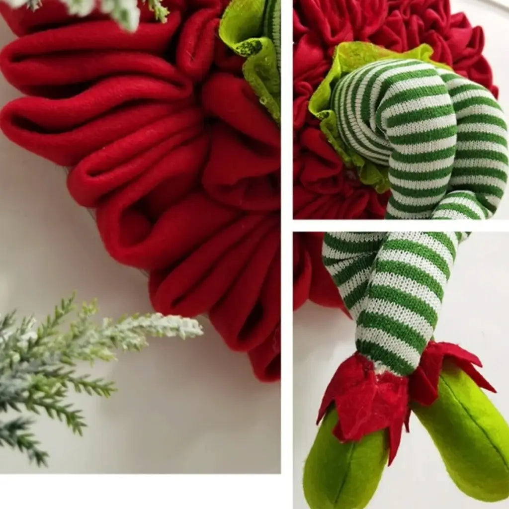 Mamãe Noel Perna Grinch Natal Guirlanda de Porta Decorada