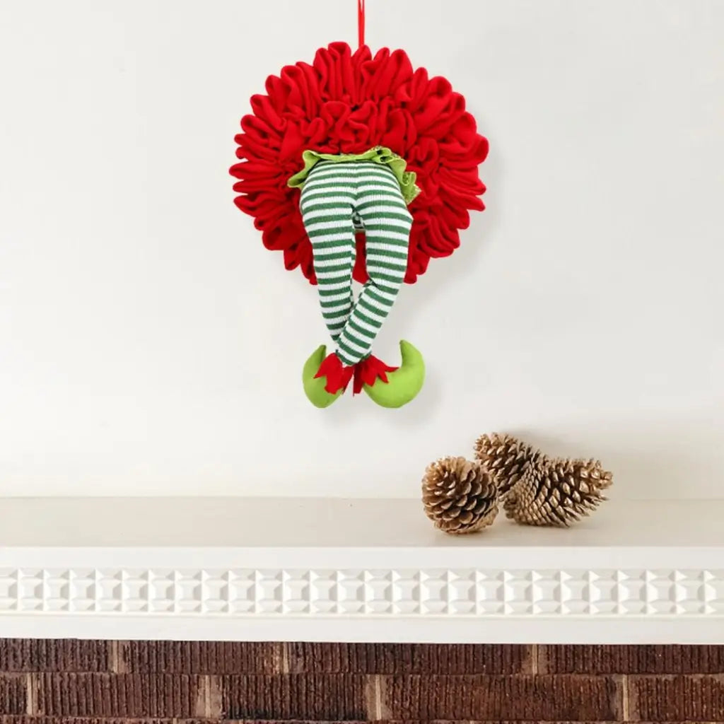 Mamãe Noel Perna Grinch Natal Guirlanda de Porta Decorada