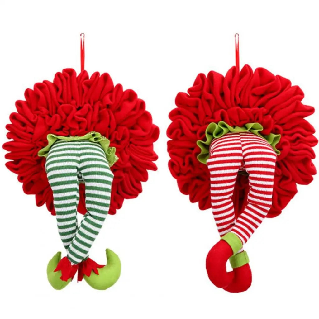 Mamãe Noel Perna Grinch Natal Guirlanda de Porta Decorada