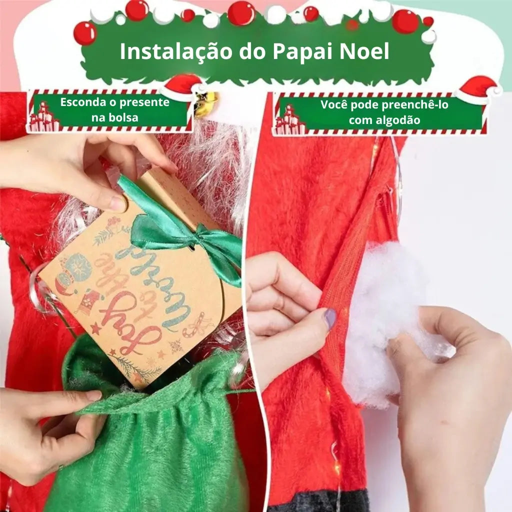 Papai Noel Pendurado Luz Led Enfeite de Natal Merry Christma