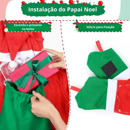 Papai Noel Pendurado Luz Led Enfeite de Natal Merry Christma