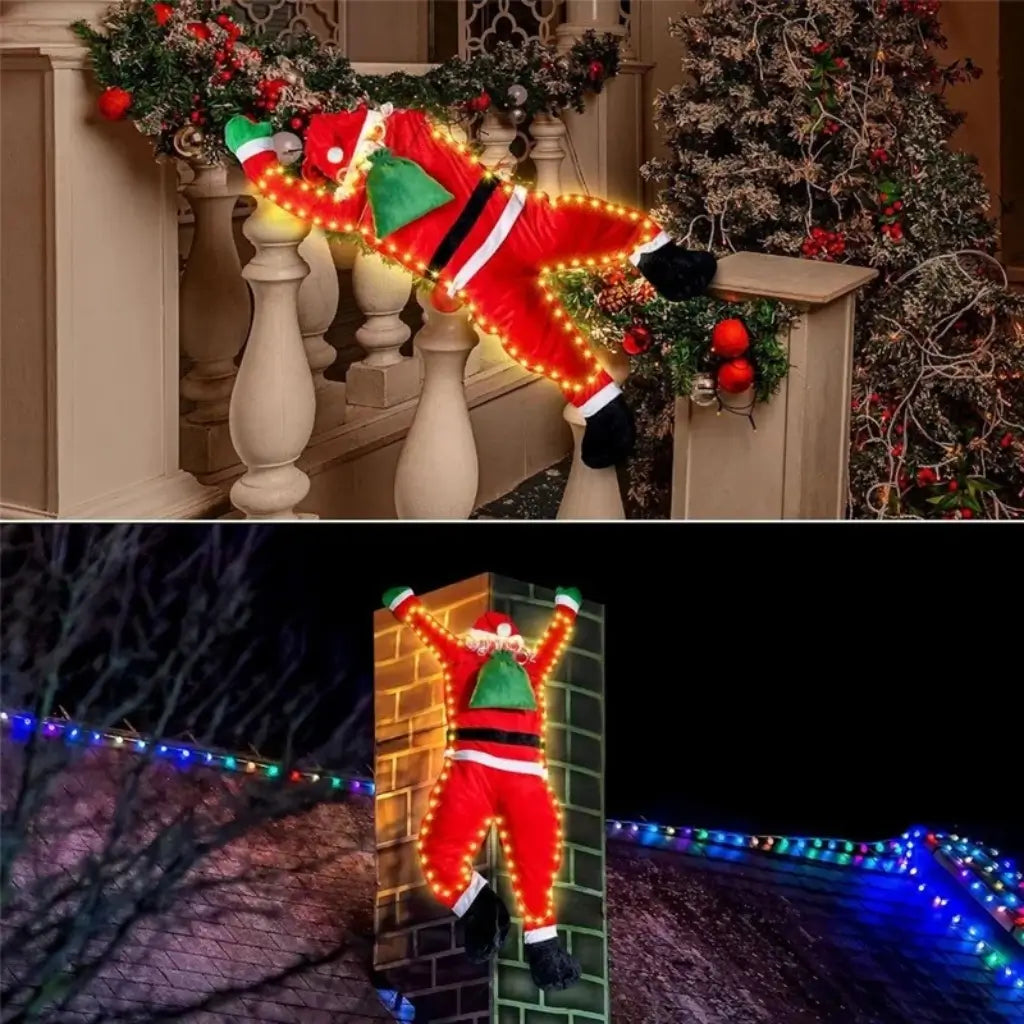 Papai Noel Pendurado Luz Led Enfeite de Natal Merry Christma