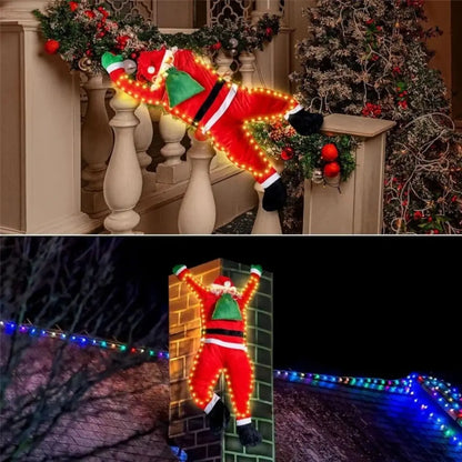 Papai Noel Pendurado Luz Led Enfeite de Natal Merry Christma