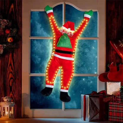 Papai Noel Pendurado Luz Led Enfeite de Natal Merry Christma