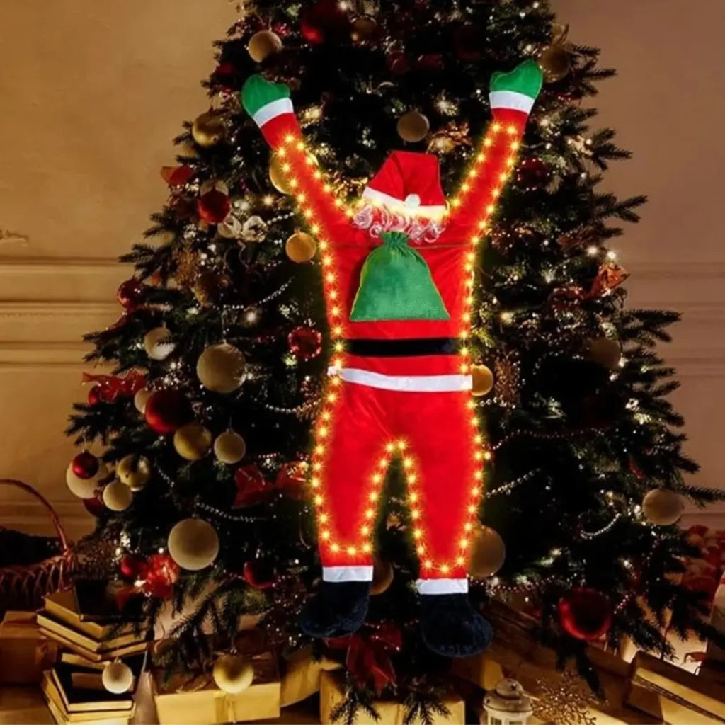 Papai Noel Pendurado Luz Led Enfeite de Natal Merry Christma
