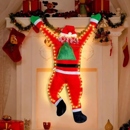 Papai Noel Pendurado Luz Led Enfeite de Natal Merry Christma