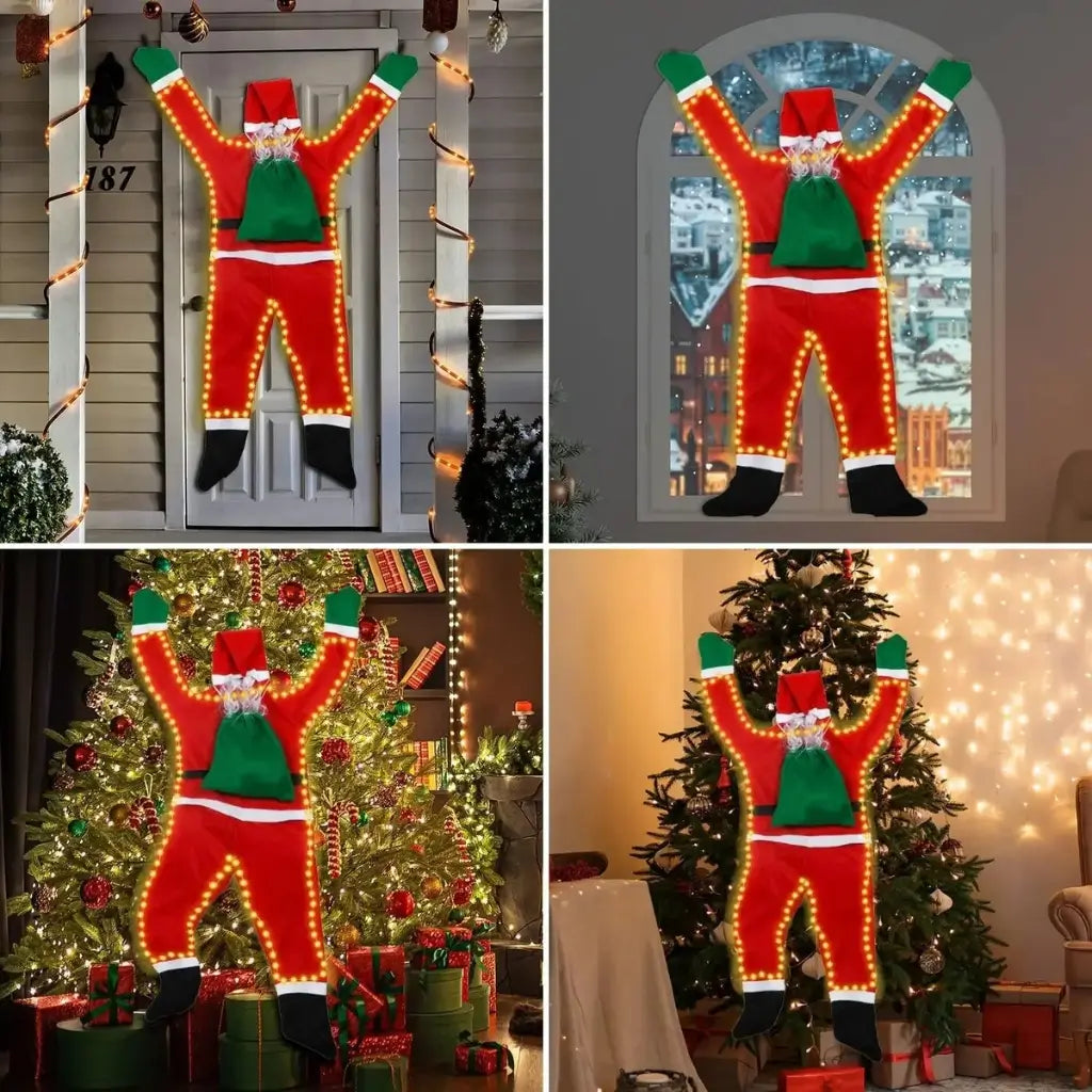 Papai Noel Pendurado Luz Led Enfeite de Natal Merry Christma