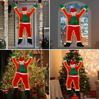 Papai Noel Pendurado Luz Led Enfeite de Natal Merry Christma