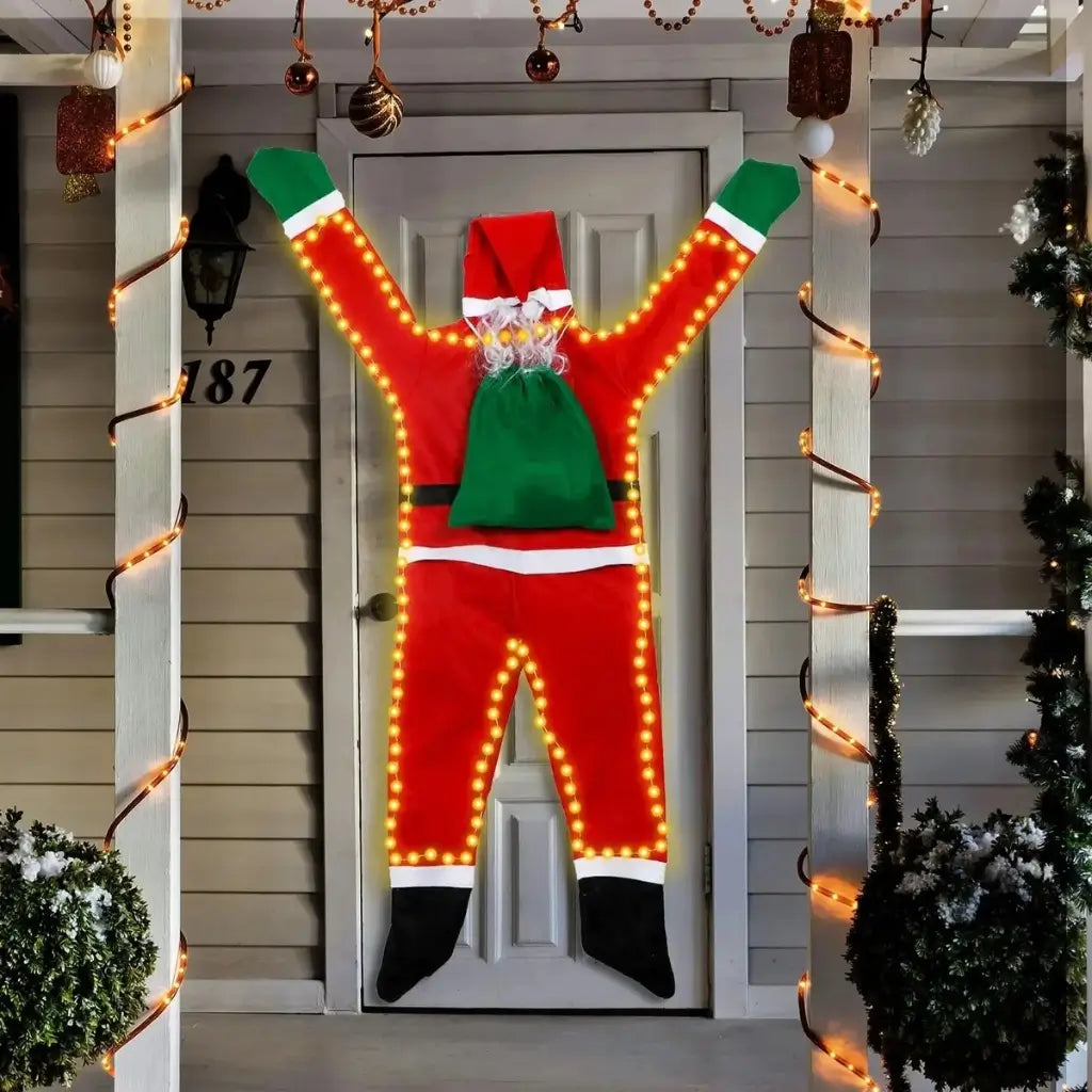 Papai Noel Pendurado Luz Led Enfeite de Natal Merry Christma