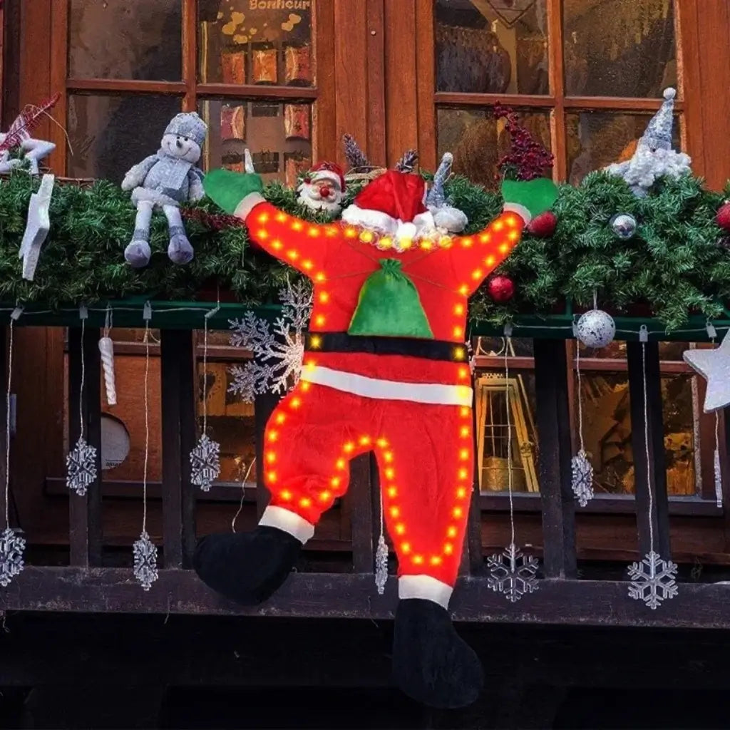 Papai Noel Pendurado Luz Led Enfeite de Natal Merry Christma
