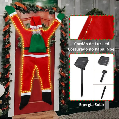 Papai Noel Pendurado Luz Led Enfeite de Natal Merry Christma