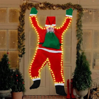 Papai Noel Pendurado Luz Led Enfeite de Natal Merry Christma