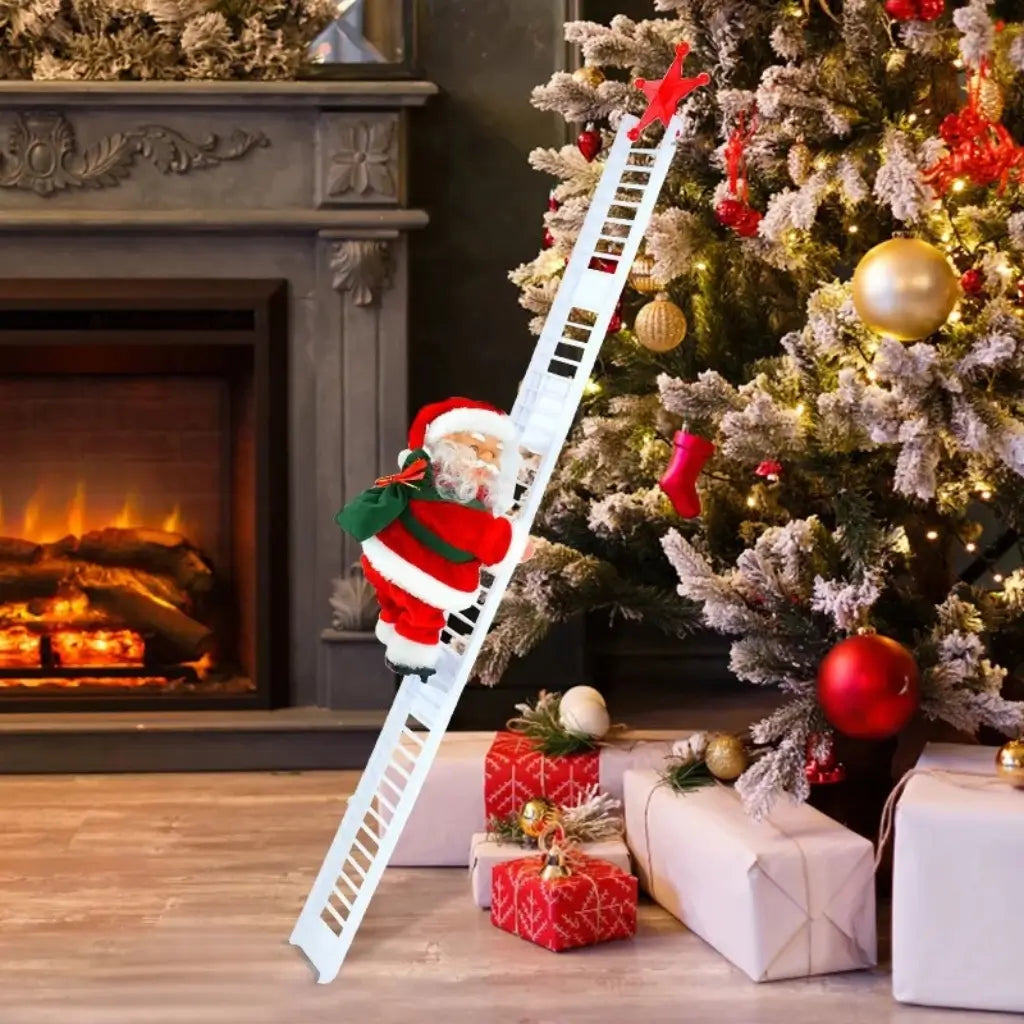 Papai Noel Sobe Escada Musical Decoração de Natal