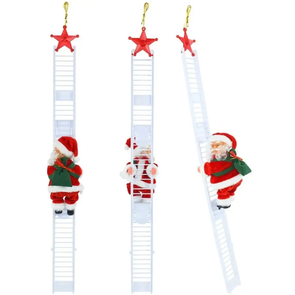 Papai Noel Sobe Escada Musical Decoração de Natal
