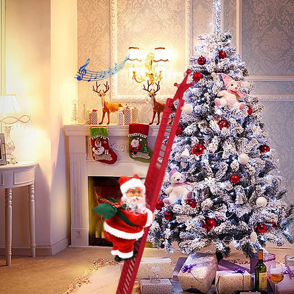 Papai Noel Sobe Escada Musical Decoração de Natal