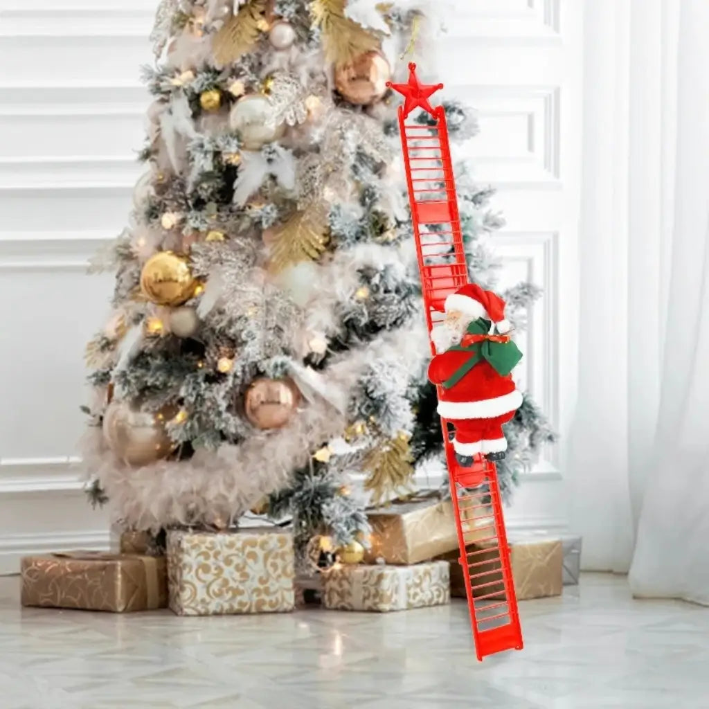 Papai Noel Sobe Escada Musical Decoração de Natal