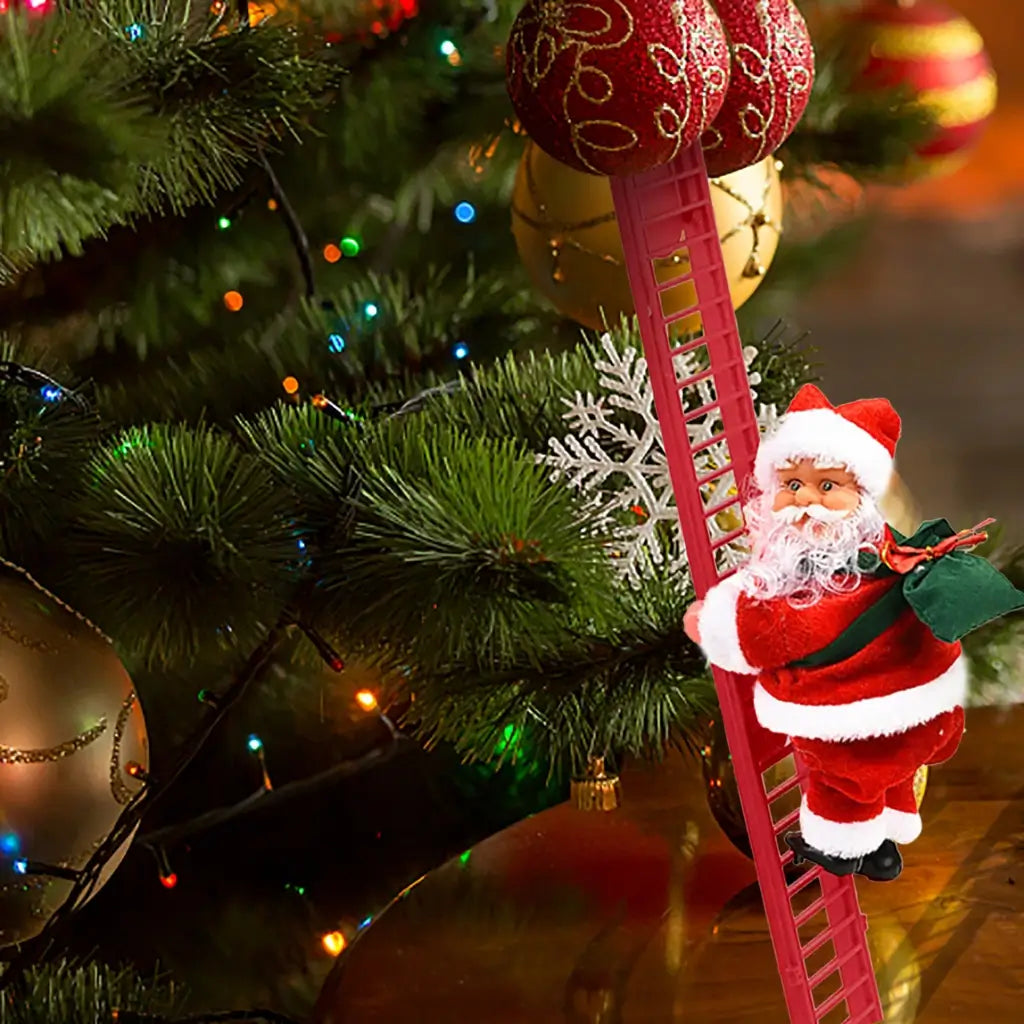 Papai Noel Sobe Escada Musical Decoração de Natal