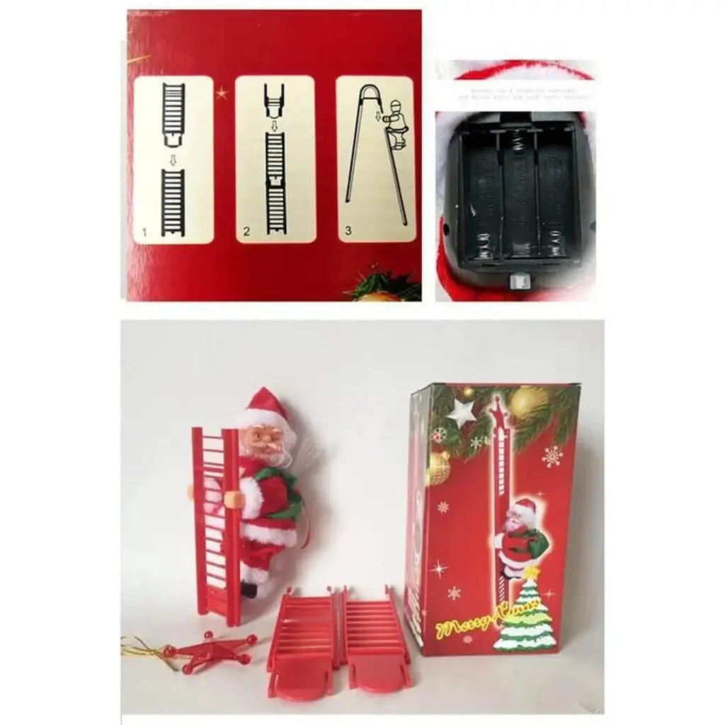 Papai Noel Sobe Escada Musical Decoração de Natal