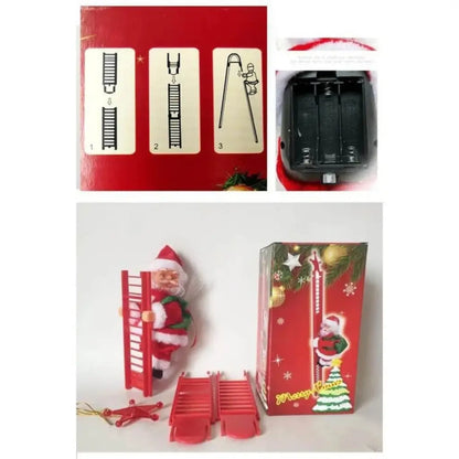Papai Noel Sobe Escada Musical Decoração de Natal