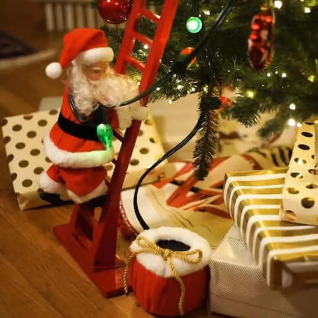 Papai Noel Sobe Escada Musical Decoração de Natal