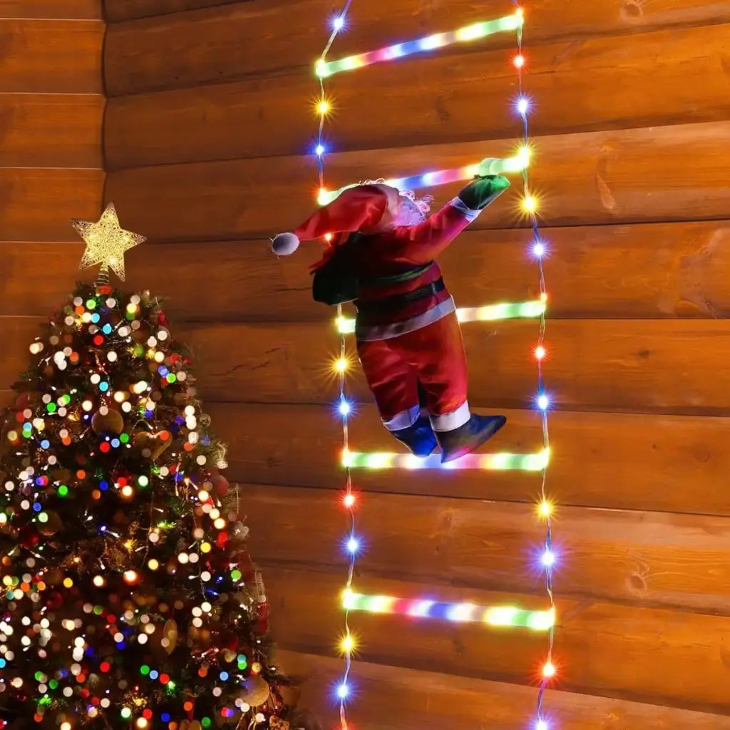 Papai Noel na Escada Decoração de Natal Luz Led Christmas