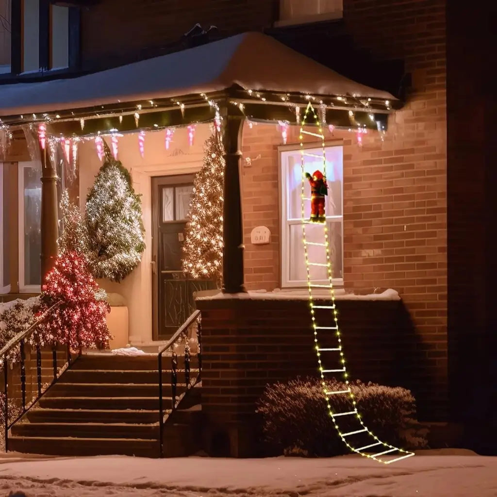 Papai Noel na Escada Decoração de Natal Luz Led Christmas