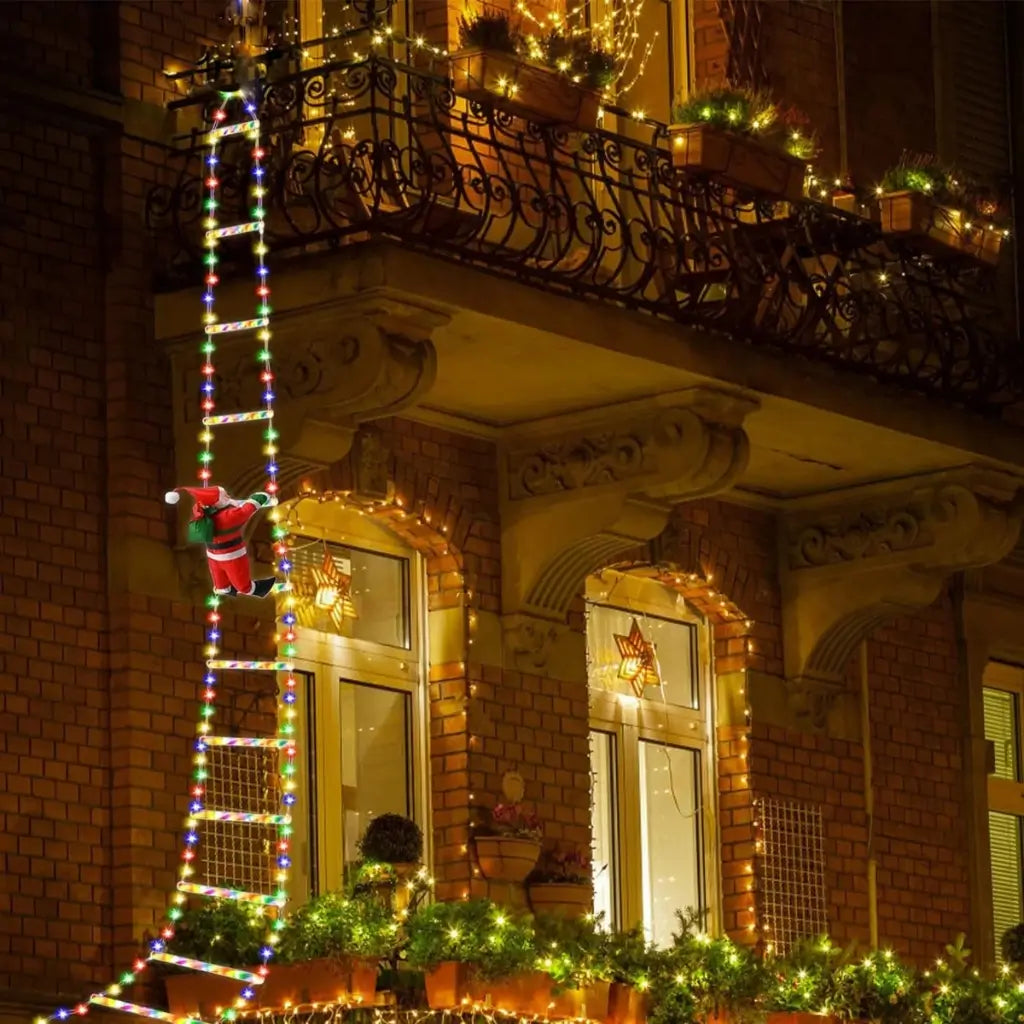 Papai Noel na Escada Decoração de Natal Luz Led Christmas