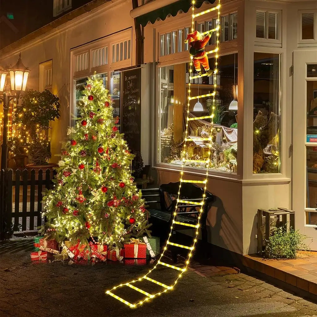 Papai Noel na Escada Decoração de Natal Luz Led Christmas