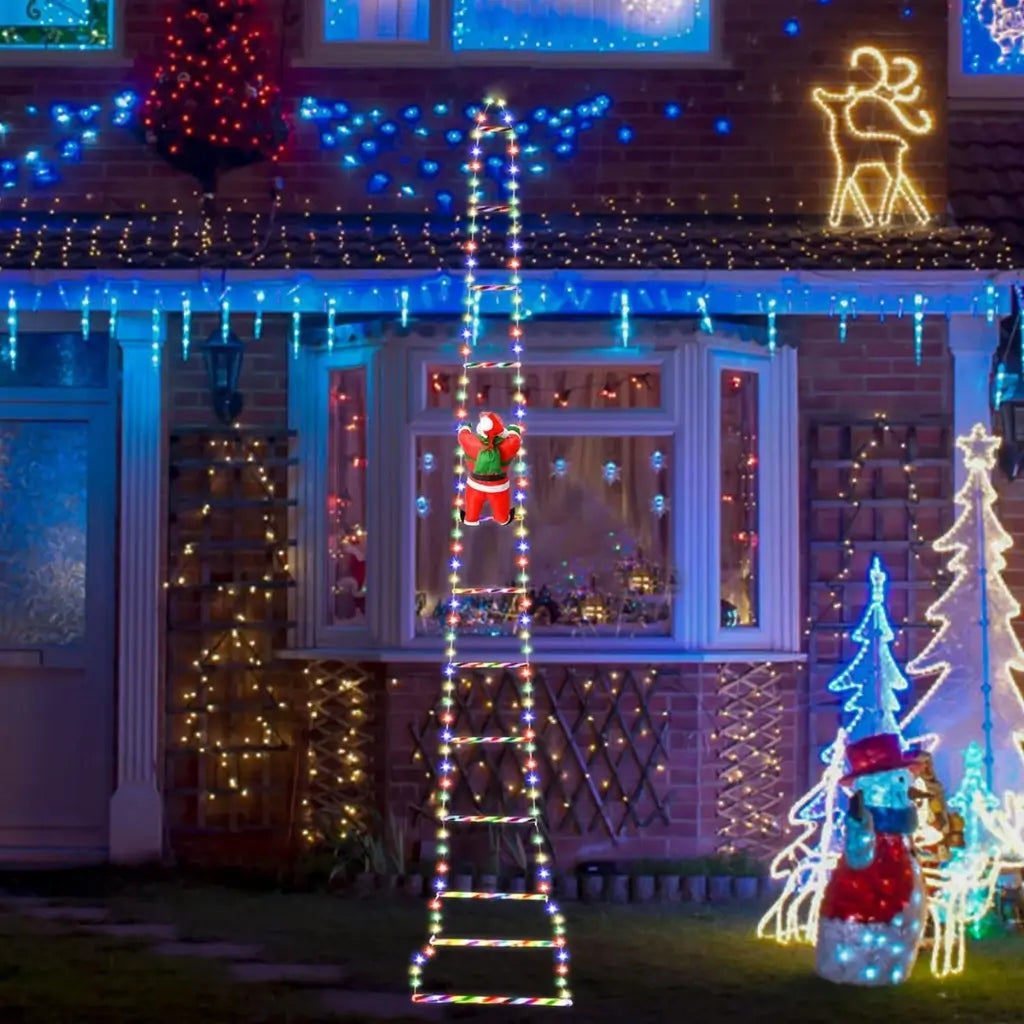 Papai Noel na Escada Decoração de Natal Luz Led Christmas