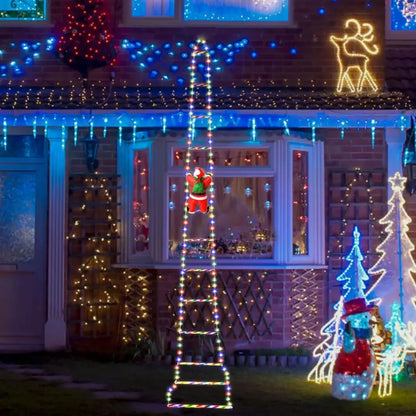 Papai Noel na Escada Decoração de Natal Luz Led Christmas