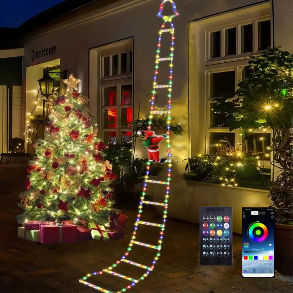Papai Noel na Escada Decoração de Natal Luz Led Christmas