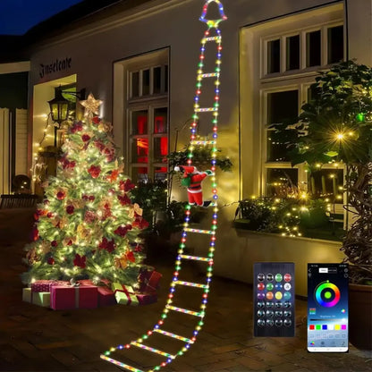 Papai Noel na Escada Decoração de Natal Luz Led Christmas