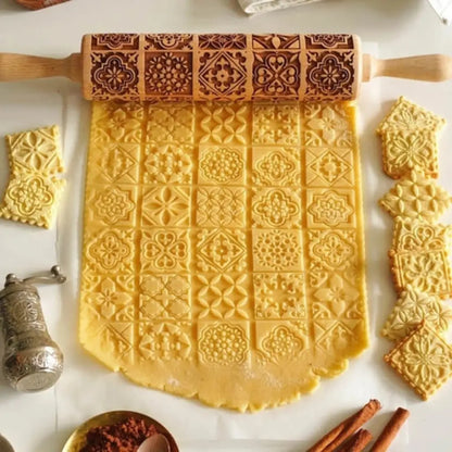 Rolo Massa Biscoito Decorado | Pino Artesanal de Madeira 5 Designs